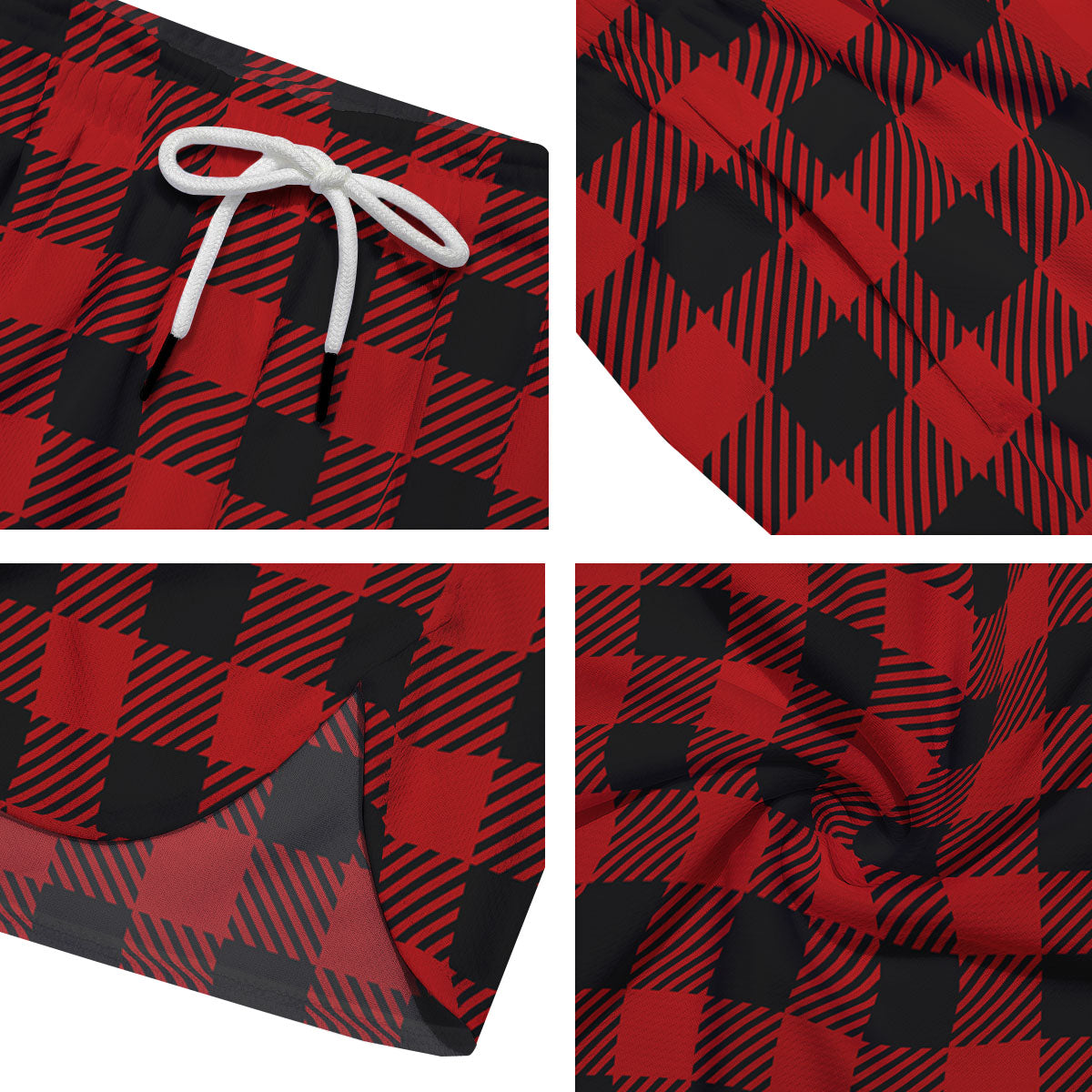 Buffalo Plaid Hot Red Print Men's Running Shorts-grizzshop