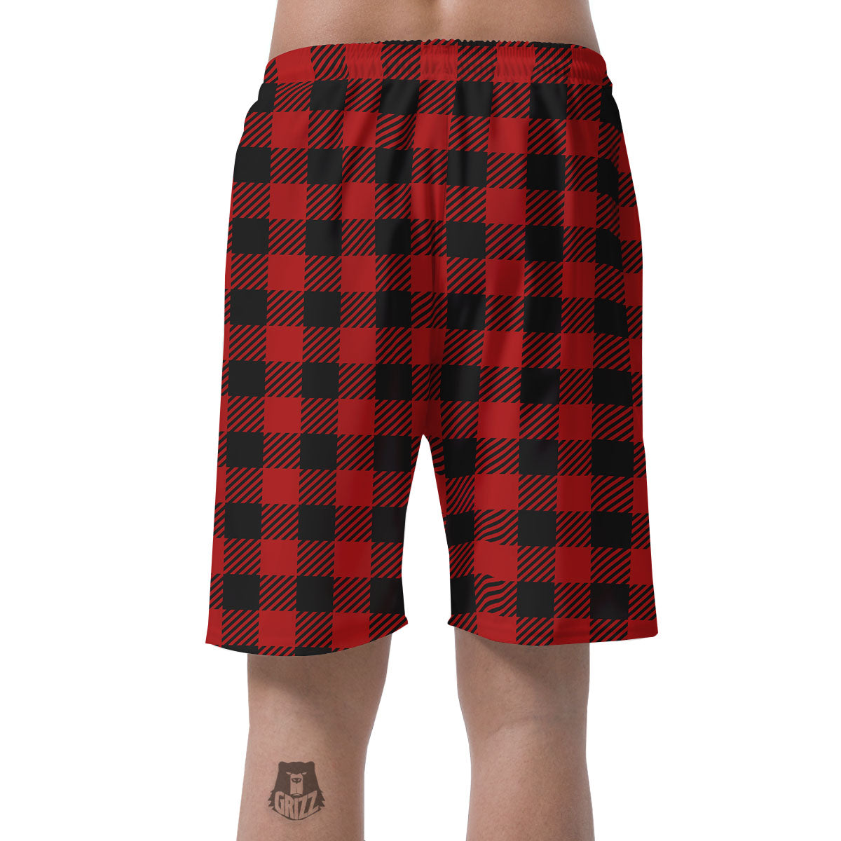 Buffalo Plaid Hot Red Print Men's Shorts-grizzshop