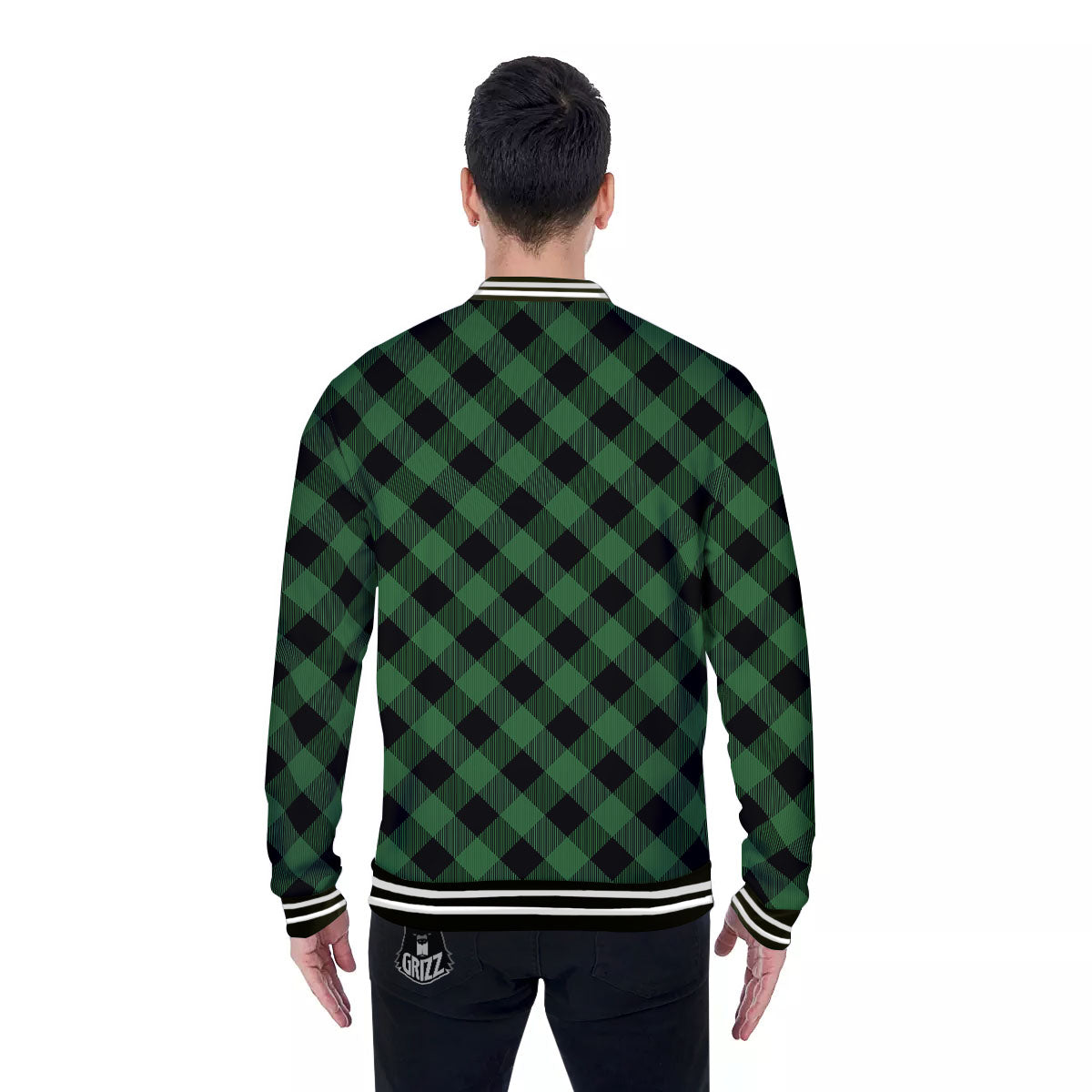 Buffalo Plaid Irish Green Print Baseball Jacket-grizzshop