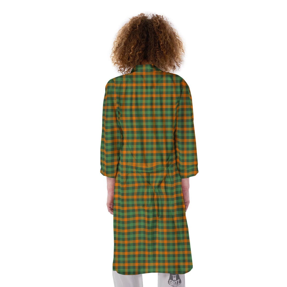 Buffalo Plaid Orange And Green Print Kimono-grizzshop