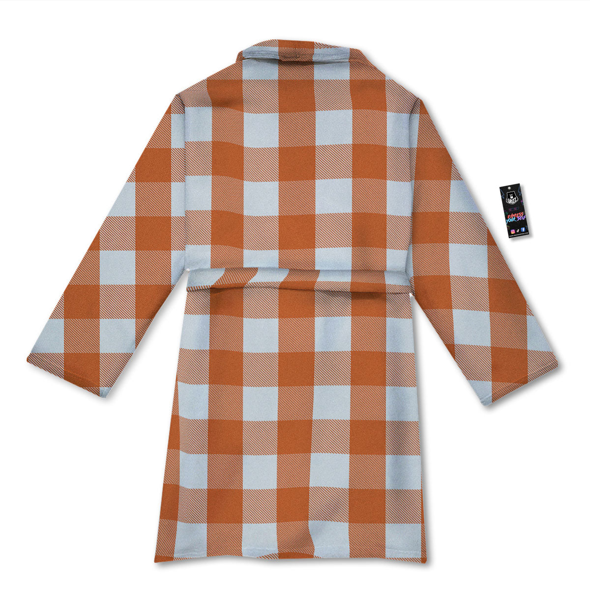 Buffalo Plaid Orange Print Bathrobe-grizzshop