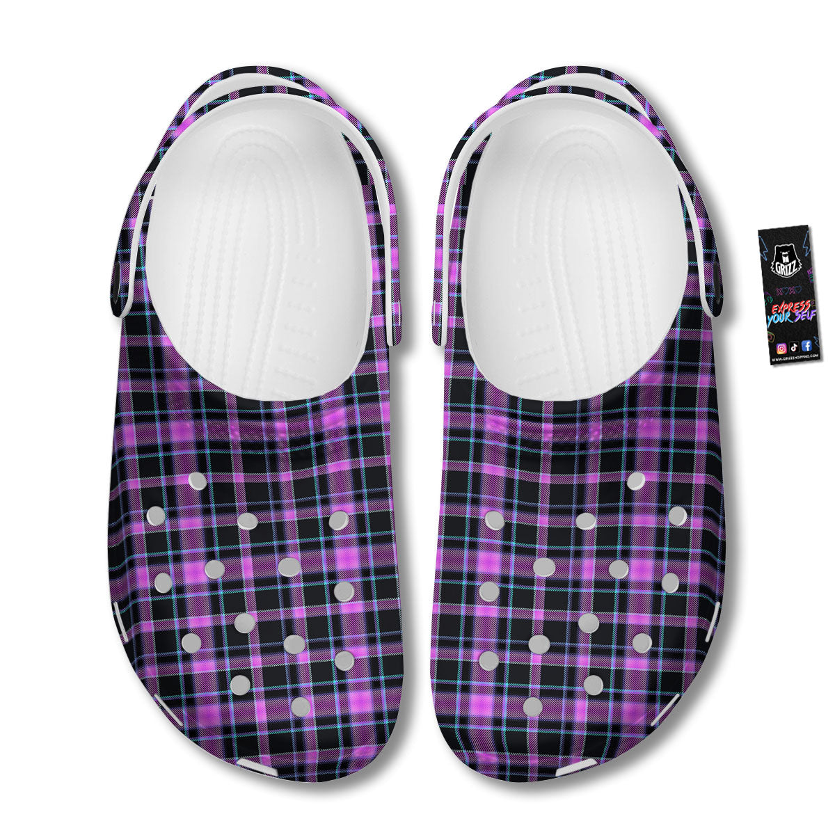 Buffalo Plaid Purple Print Pattern Clog-grizzshop