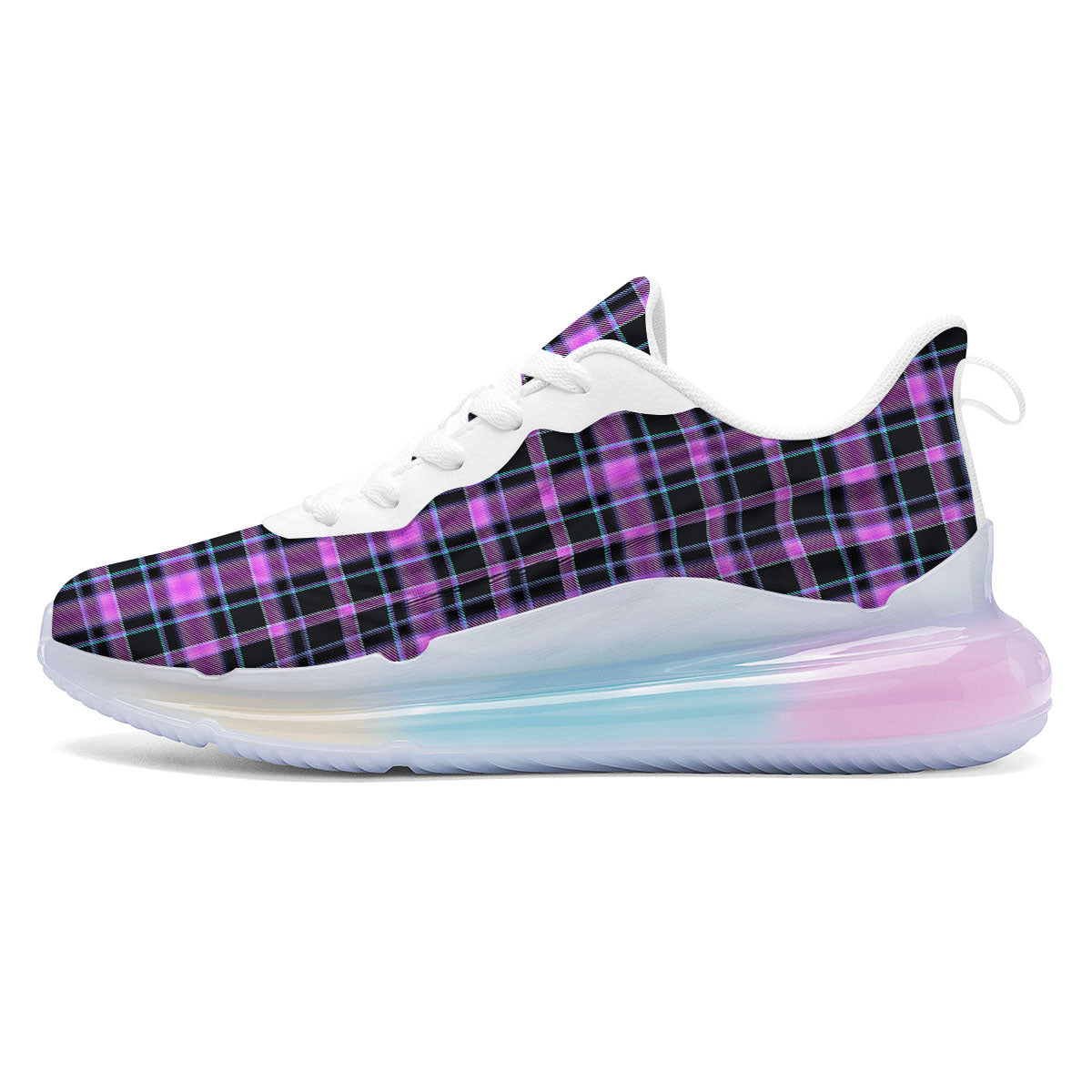Buffalo Plaid Purple Print Pattern Running Sneakers-grizzshop