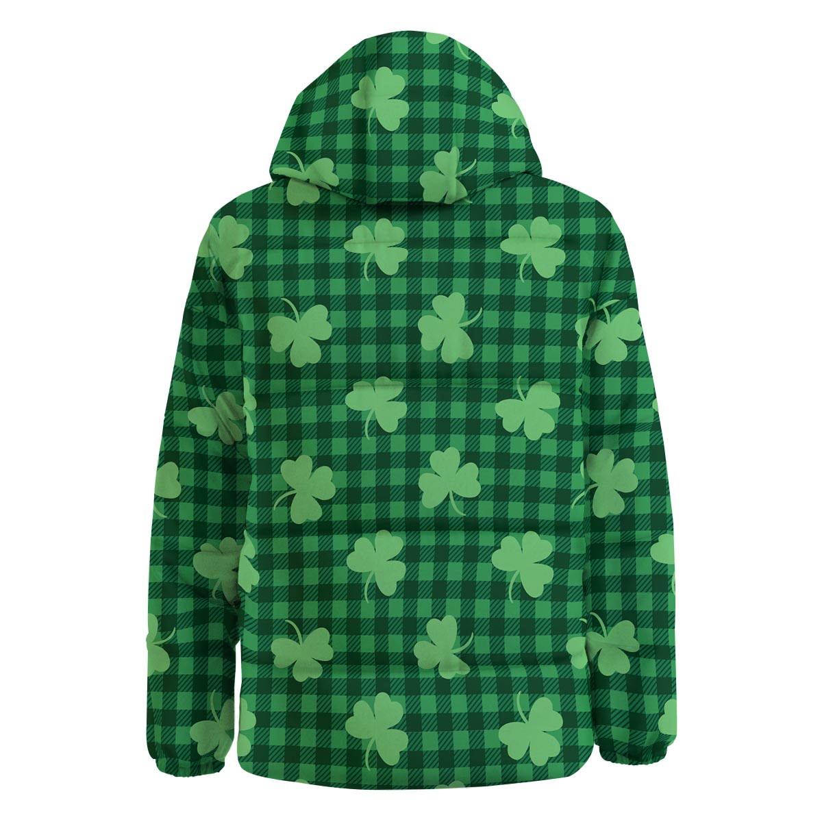 Buffalo Plaid St. Patrick's Day Print Pattern Down Jacket-grizzshop