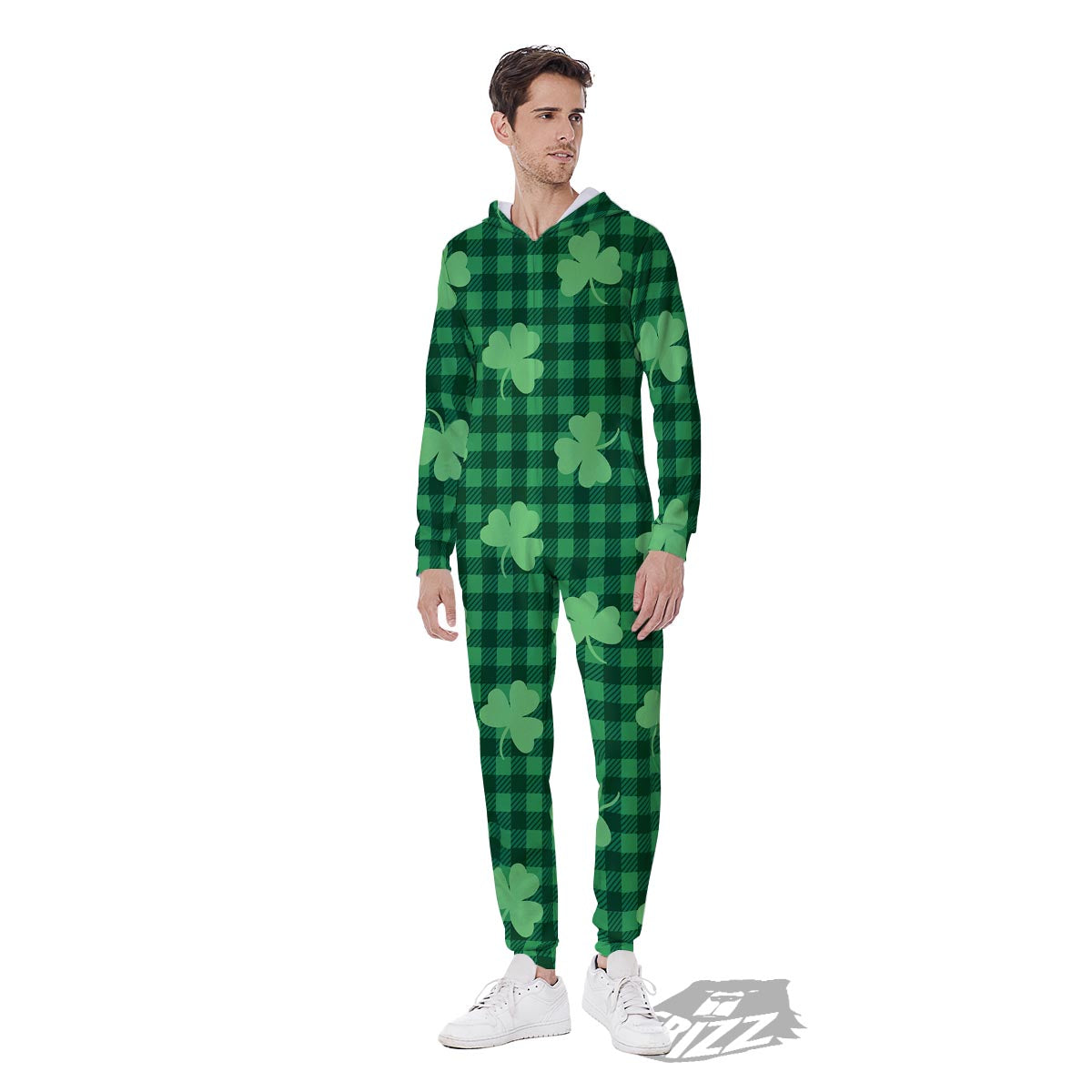 Buffalo Plaid St. Patrick's Day Print Pattern Men's Jumpsuit-grizzshop