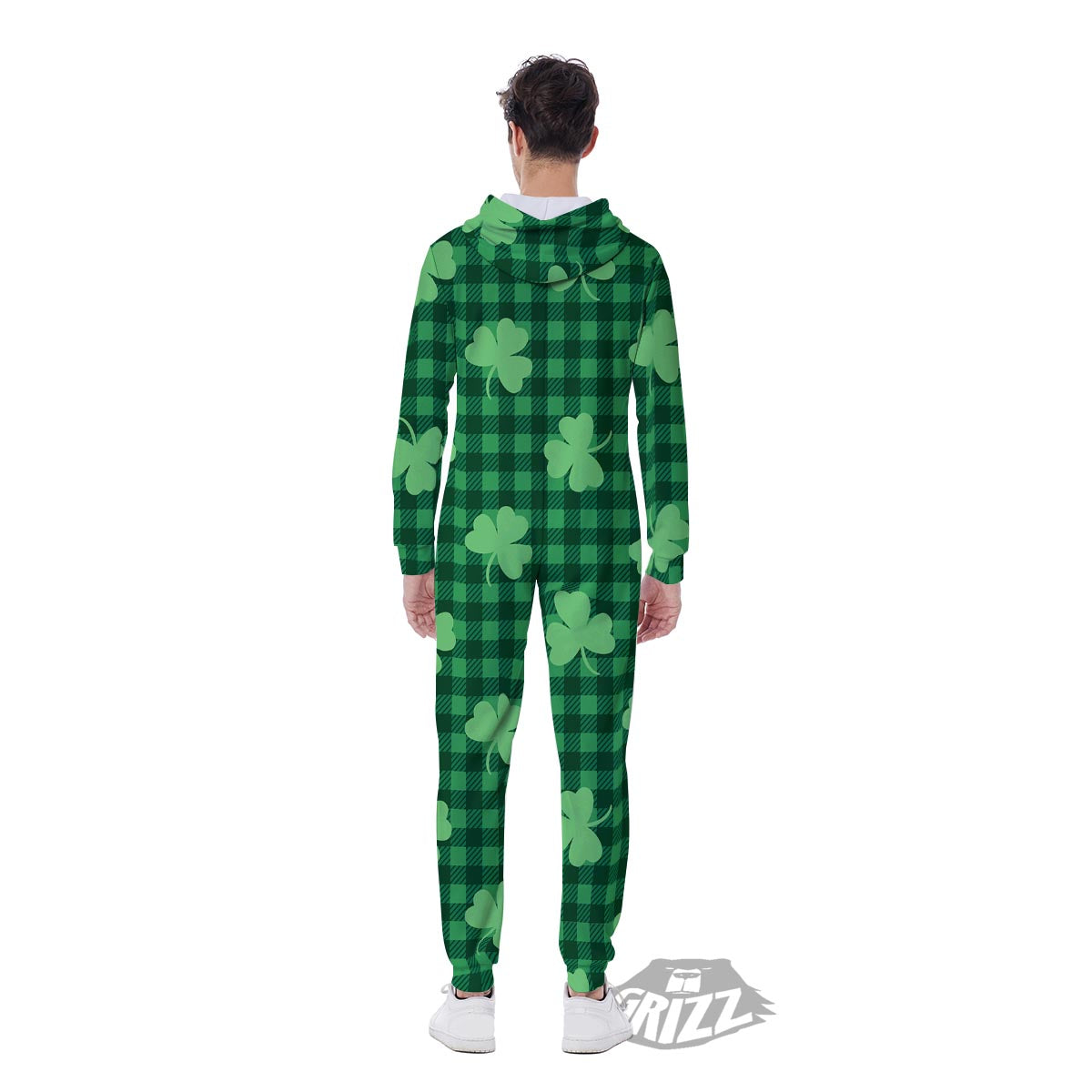 Buffalo Plaid St. Patrick's Day Print Pattern Men's Jumpsuit-grizzshop