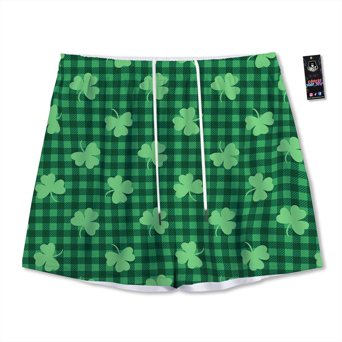 Buffalo Plaid St. Patrick's Day Print Pattern Mesh Shorts
