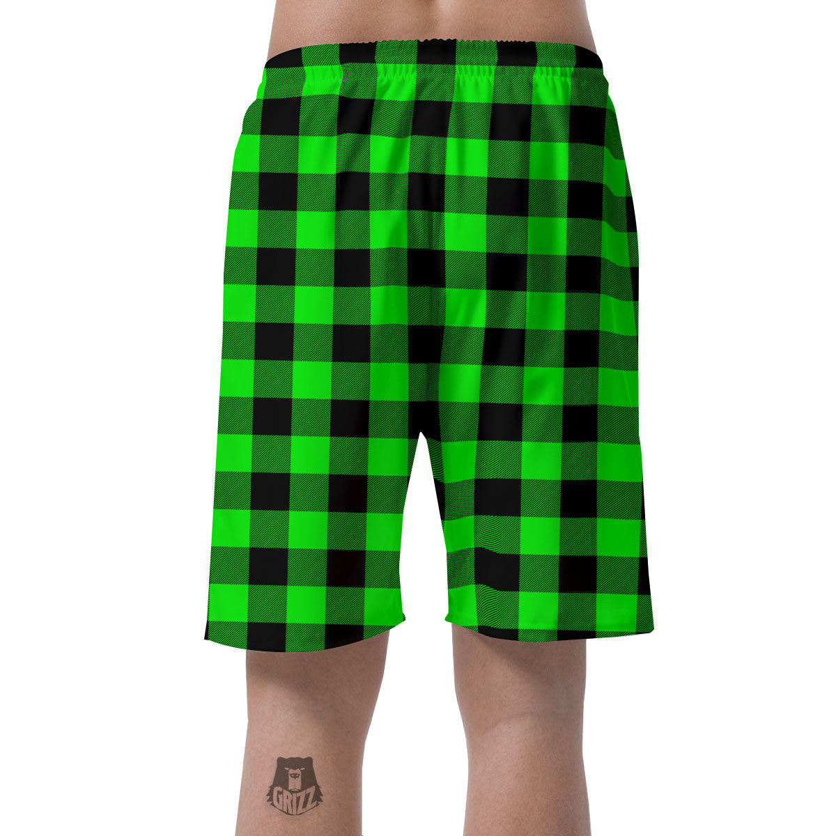 Buffalo Plaid UFO Green Print Pattern Men's Shorts-grizzshop