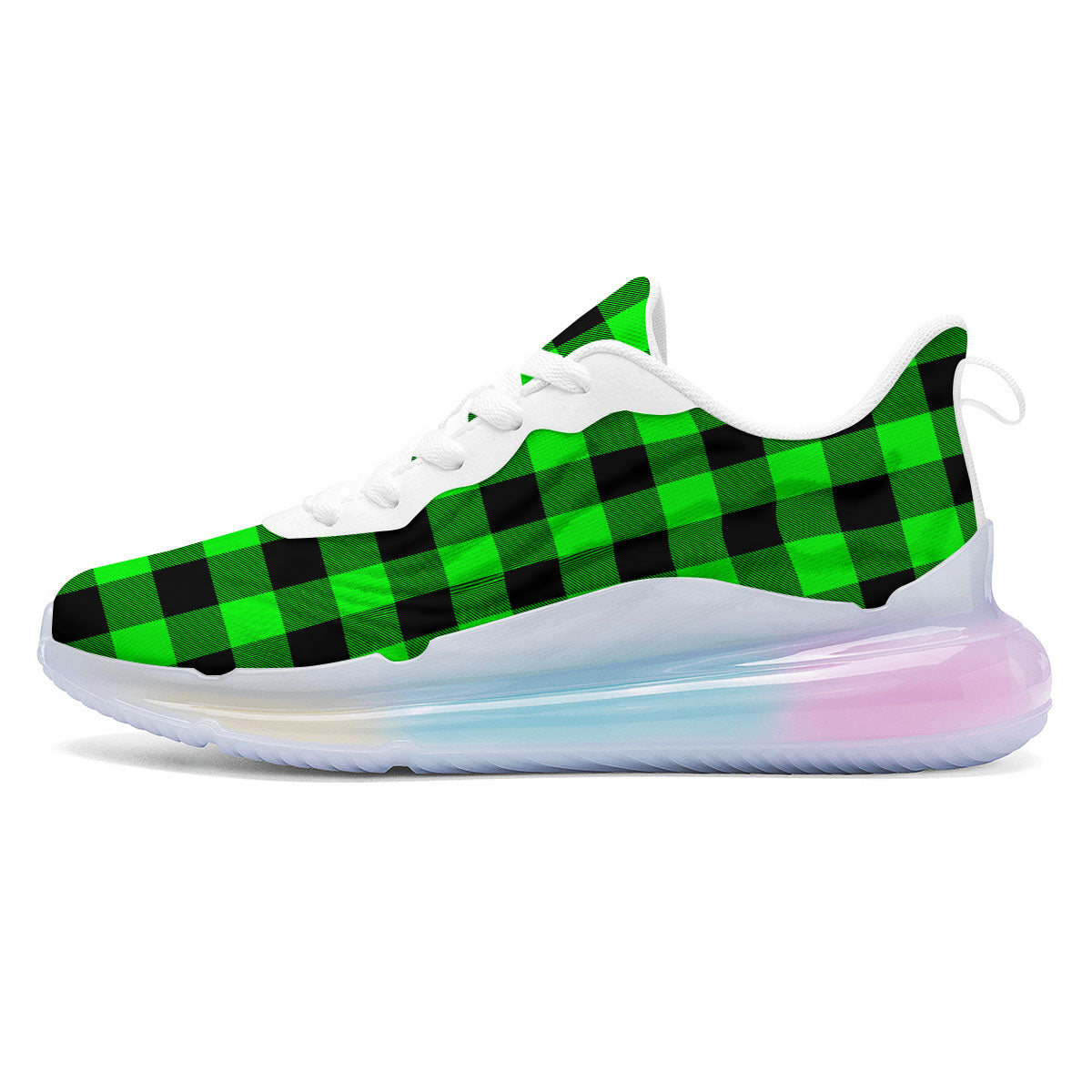 Buffalo Plaid UFO Green Print Pattern Running Sneakers-grizzshop