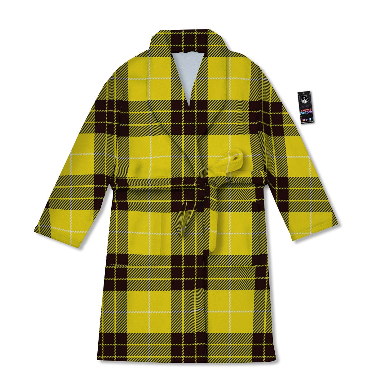 Buffalo Plaid Yellow Print Pattern Bathrobe-grizzshop