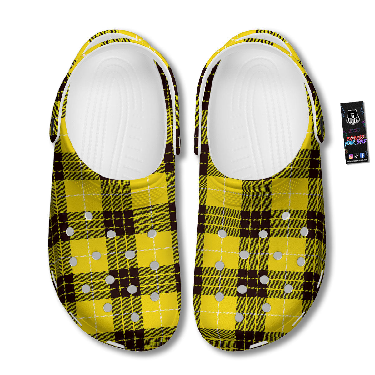 Buffalo Plaid Yellow Print Pattern Clog-grizzshop