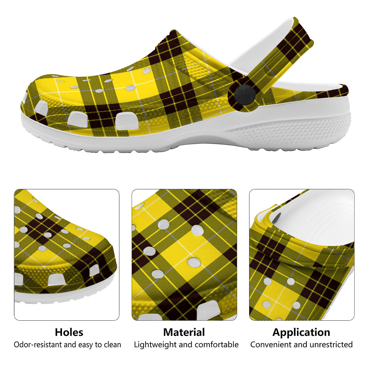 Buffalo Plaid Yellow Print Pattern Clog-grizzshop