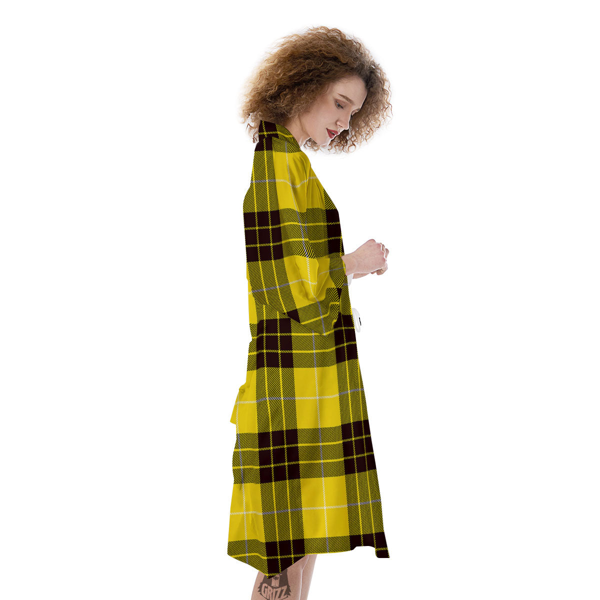 Buffalo Plaid Yellow Print Pattern Kimono-grizzshop