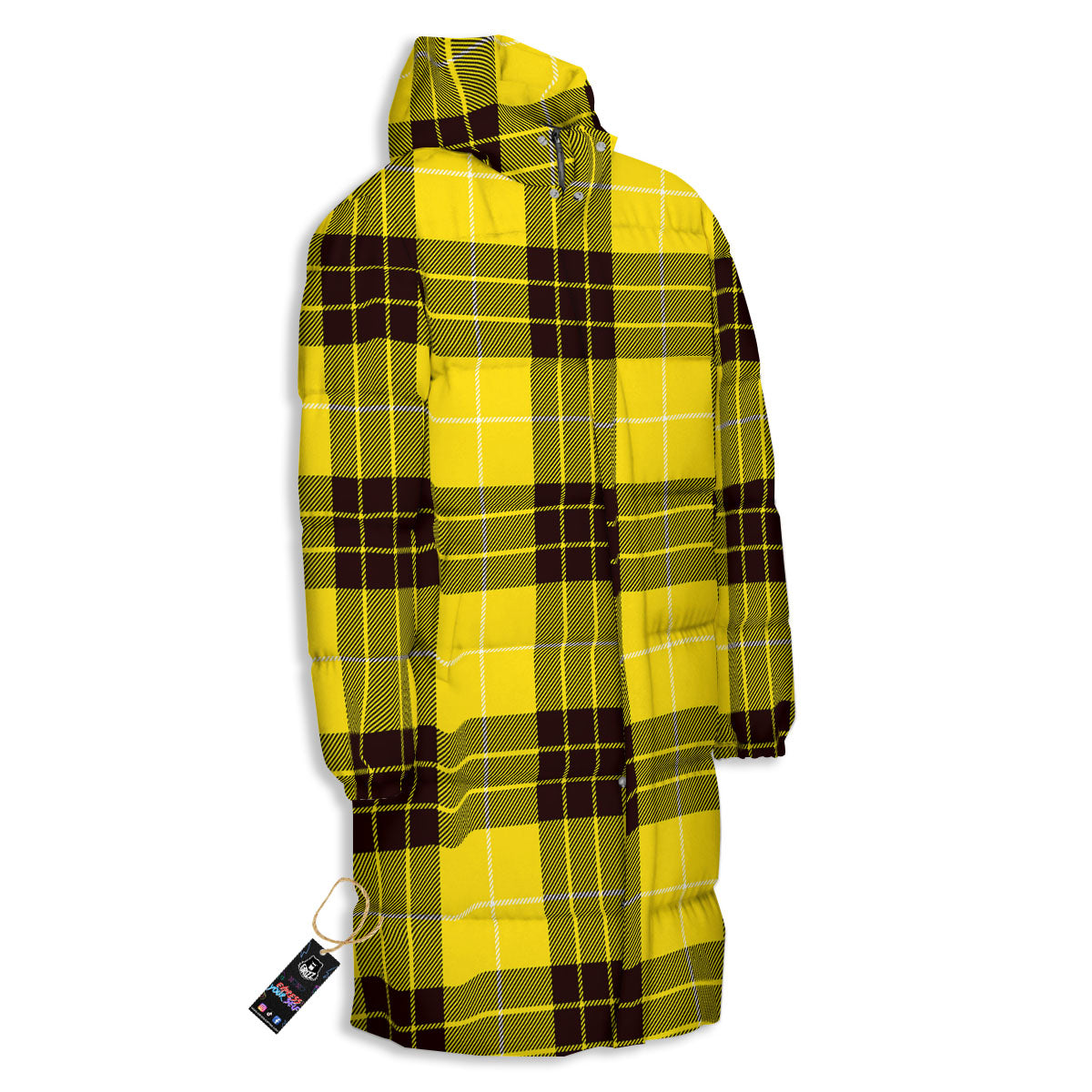 Buffalo Plaid Yellow Print Pattern Long Down Jacket-grizzshop