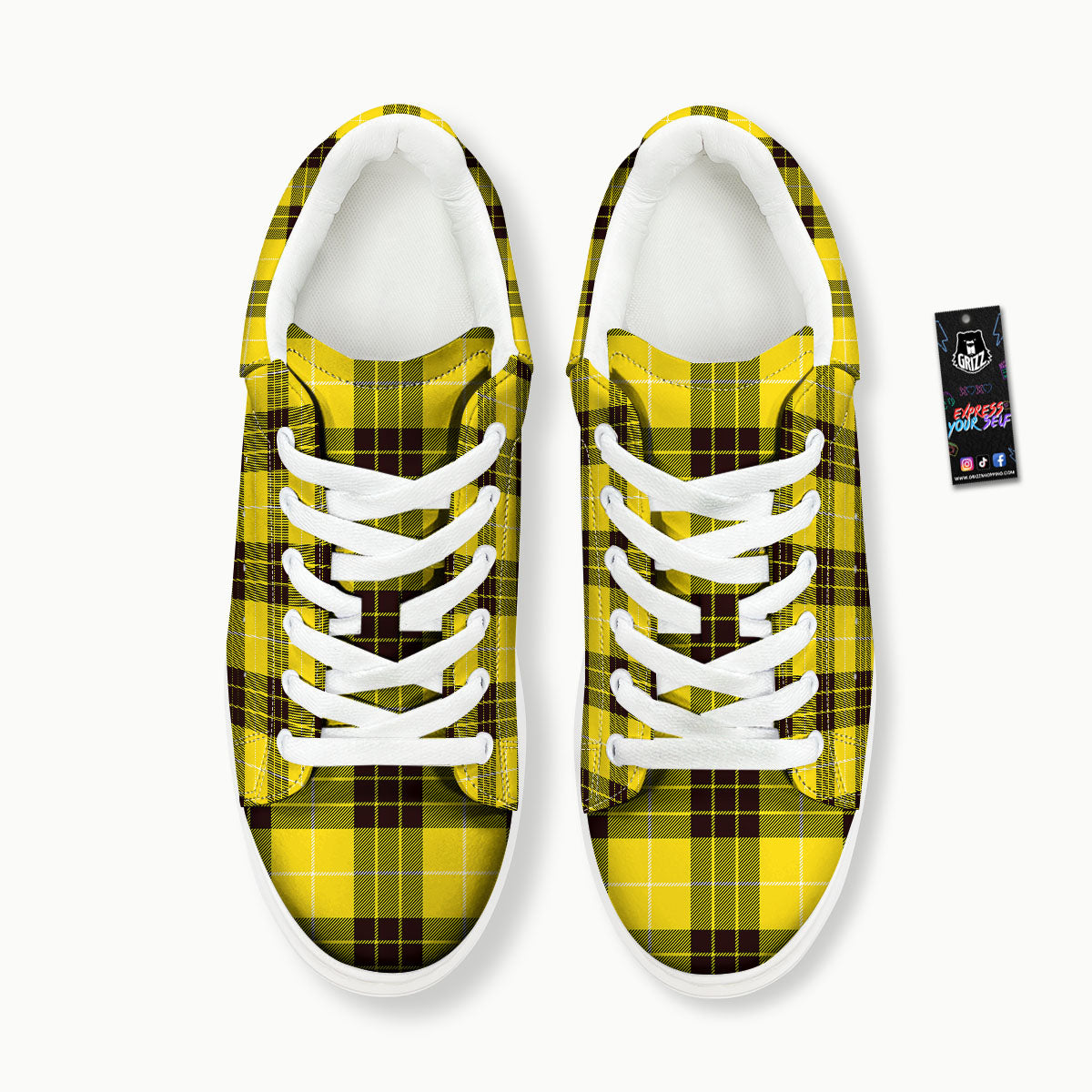 Buffalo Plaid Yellow Print Pattern Platform Shoes-grizzshop