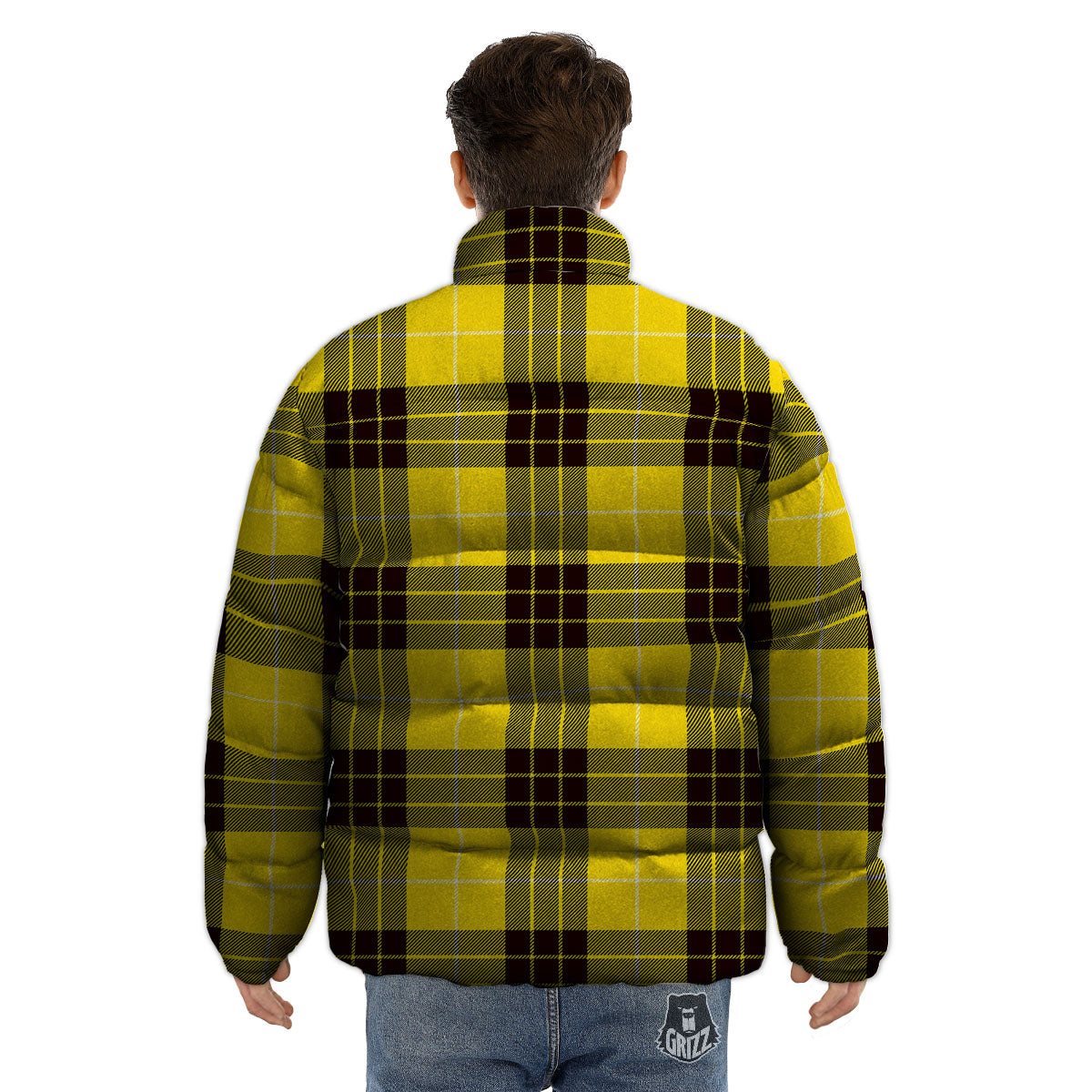 Buffalo Plaid Yellow Print Pattern Puffer Jacket-grizzshop