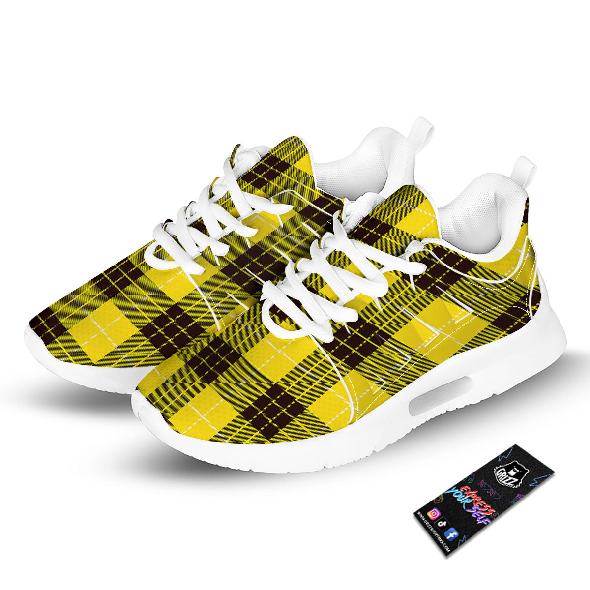 Buffalo Plaid Yellow Print Pattern Tennis Shoes-grizzshop