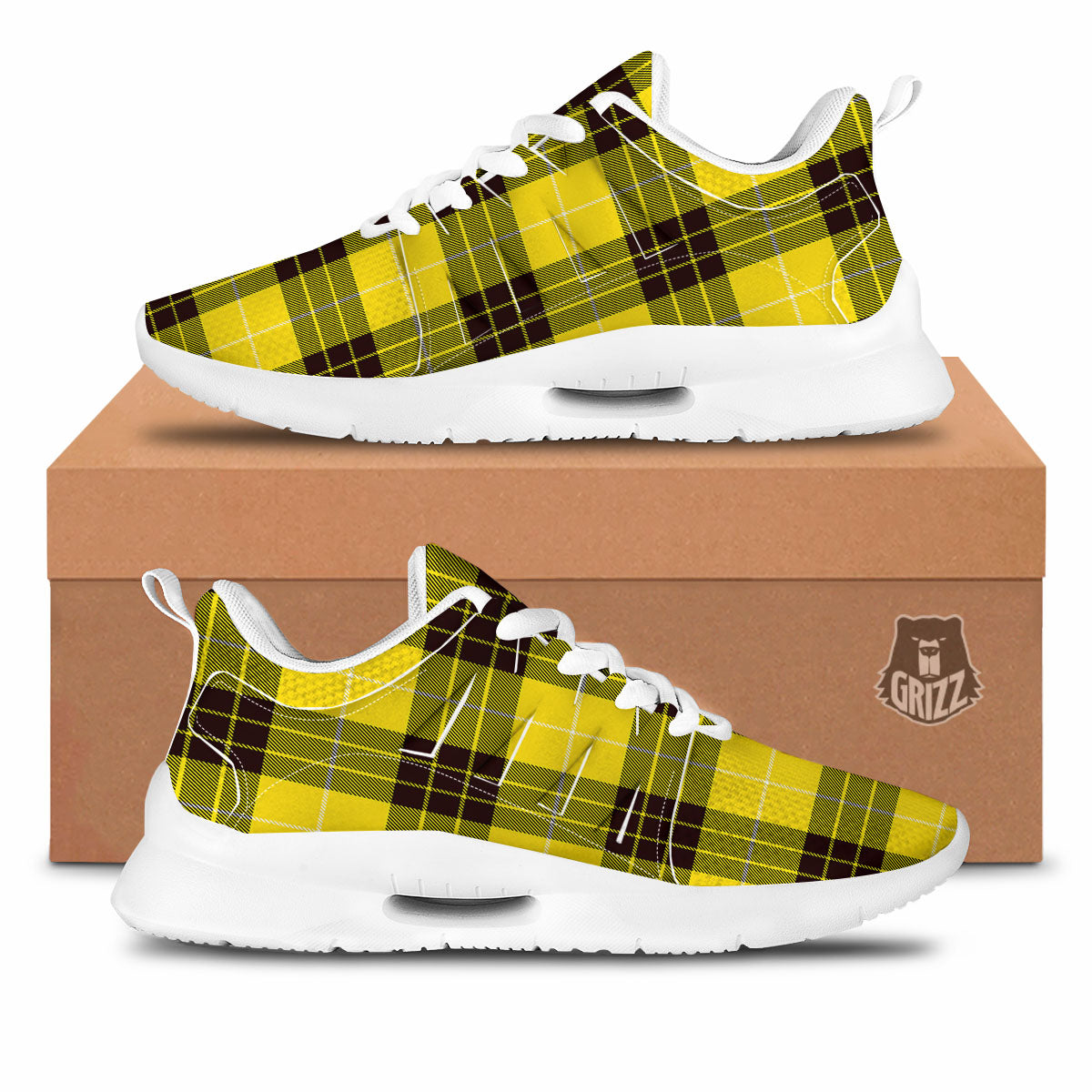 Buffalo Plaid Yellow Print Pattern Tennis Shoes-grizzshop