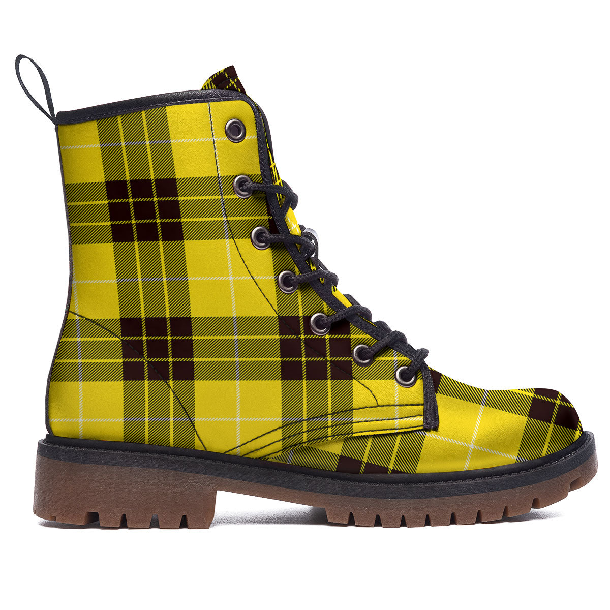 Buffalo Plaid Yellow Print Pattern Work Boots-grizzshop