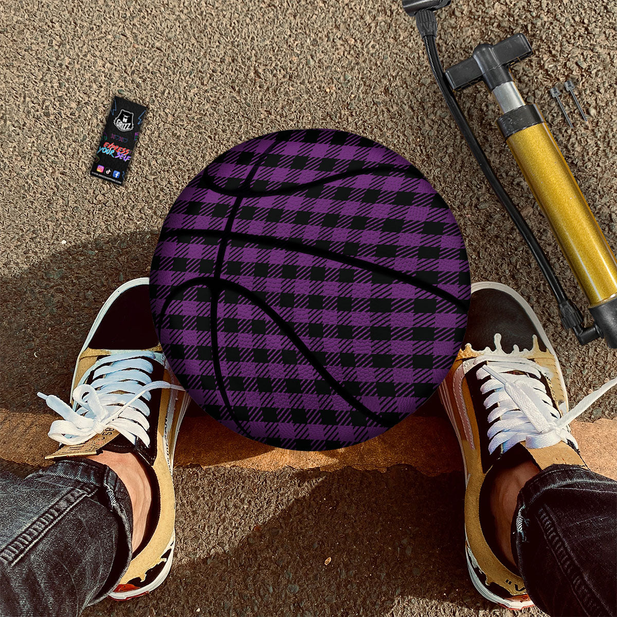 Blue Argyle And Black Yellow Print Pattern Basketball