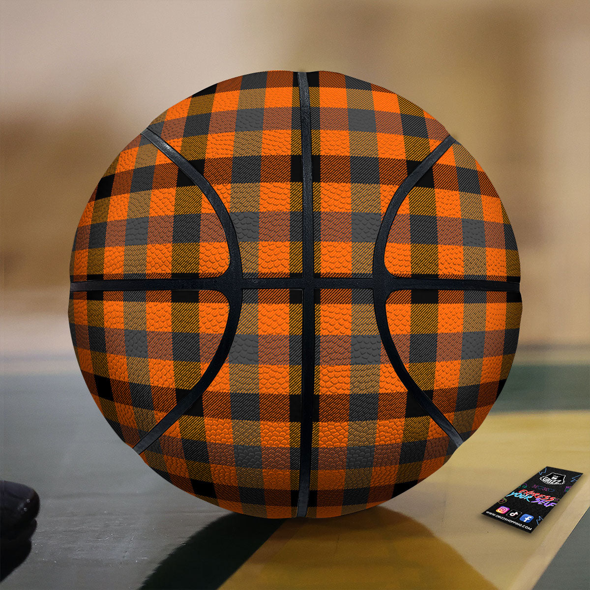Buffalo Check Halloween Orange Print Basketball