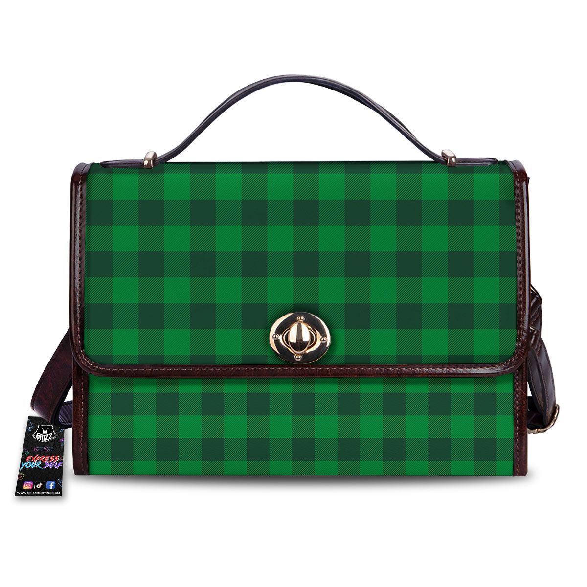Buffalo Check Irish Green Print Pattern Women's Satchel Bag