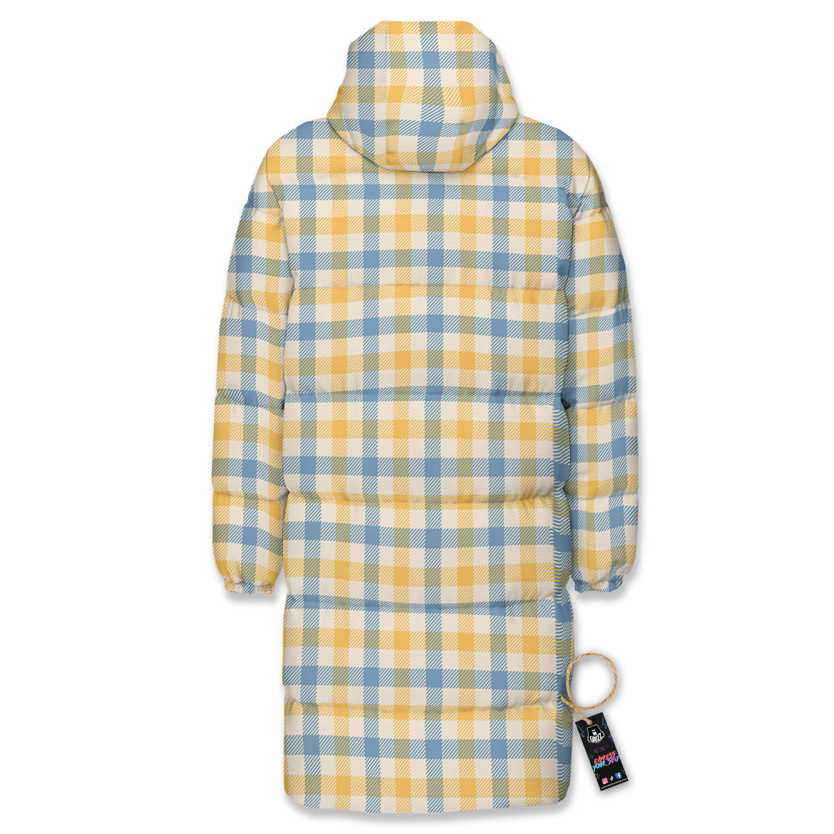Buffalo Check Yellow And Blue Print Long Down Jacket