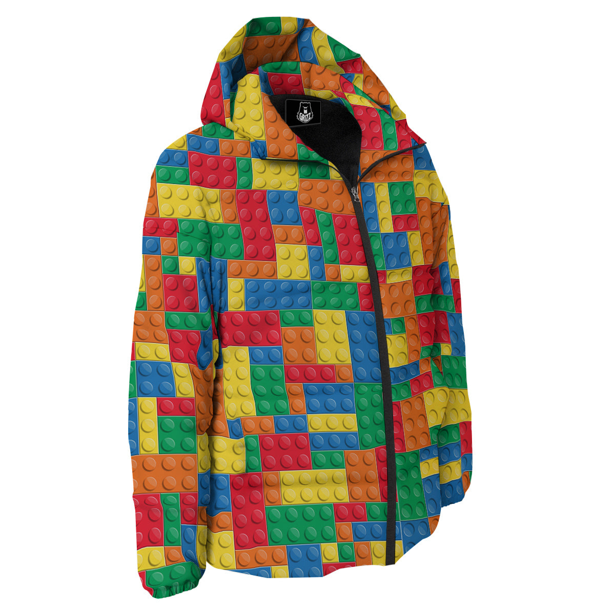 Building Blocks Colorful Plastic Print Down Jacket-grizzshop