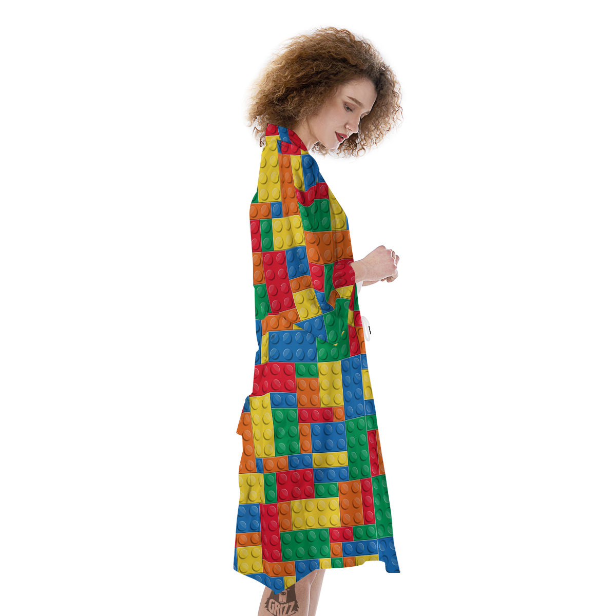 Building Blocks Colorful Plastic Print Kimono-grizzshop