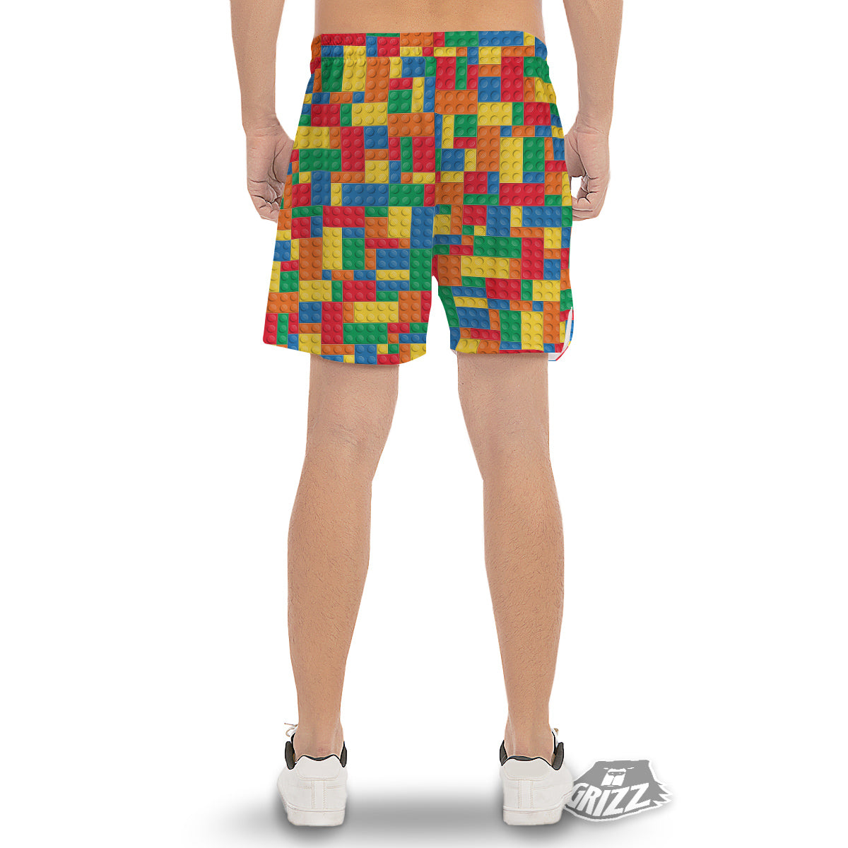 Building Blocks Colorful Plastic Print Men's Gym Shorts-grizzshop