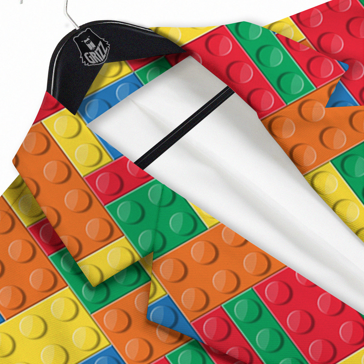 Building Blocks Colorful Plastic Print Men's Sport Coat-grizzshop