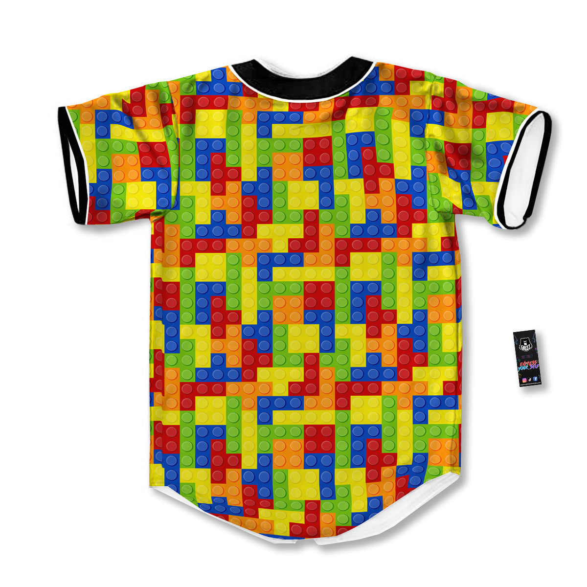 Building Blocks Colorful Print Pattern Baseball Jersey-grizzshop