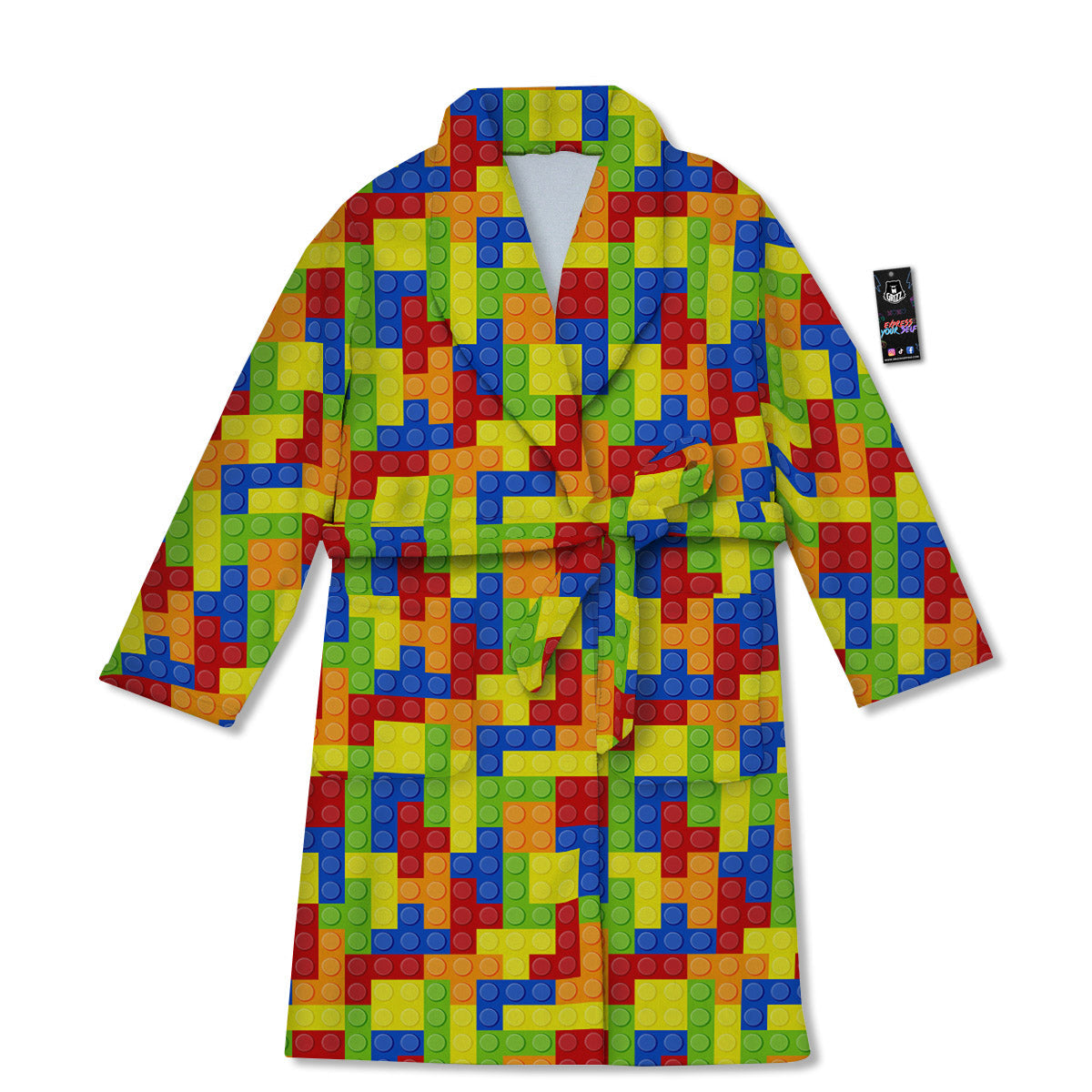 Building Blocks Colorful Print Pattern Bathrobe-grizzshop