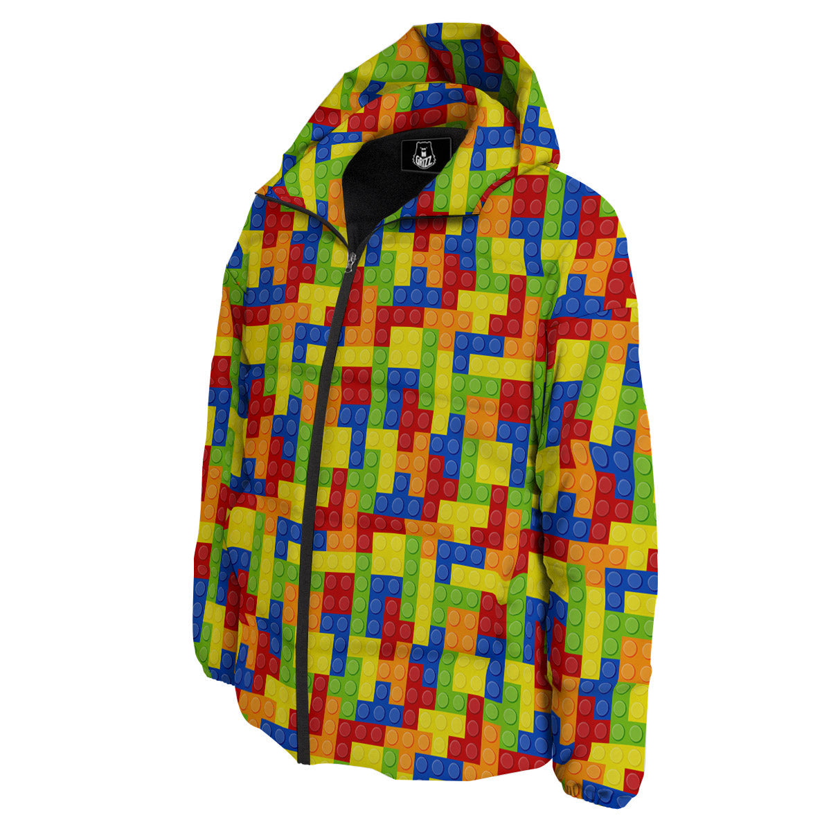 Building Blocks Colorful Print Pattern Down Jacket-grizzshop