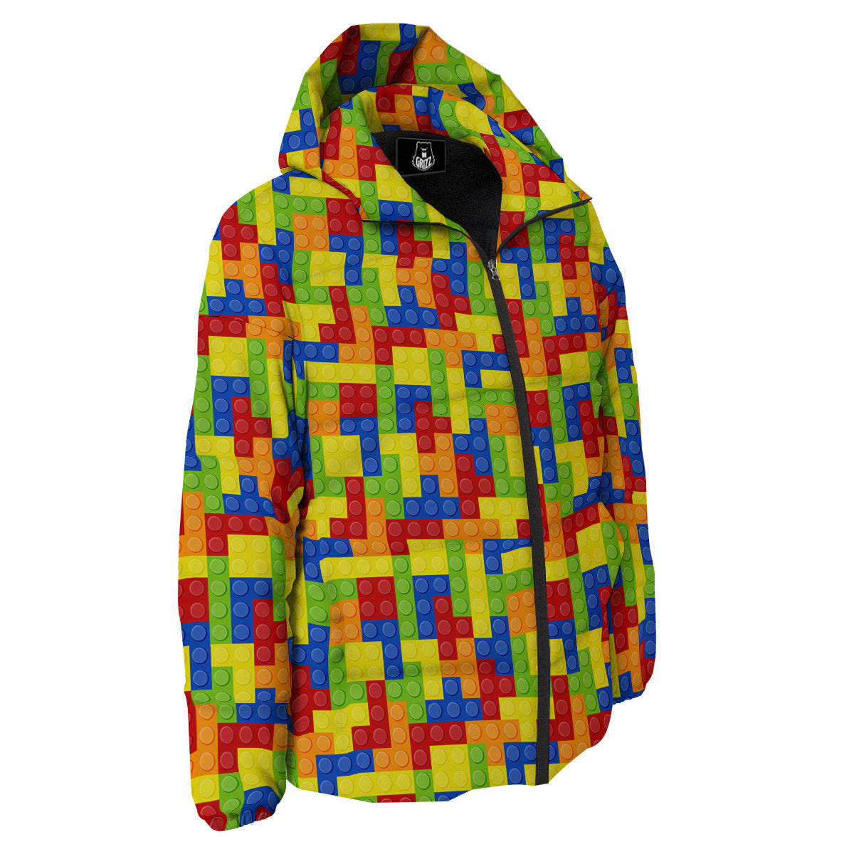 Building Blocks Colorful Print Pattern Down Jacket-grizzshop