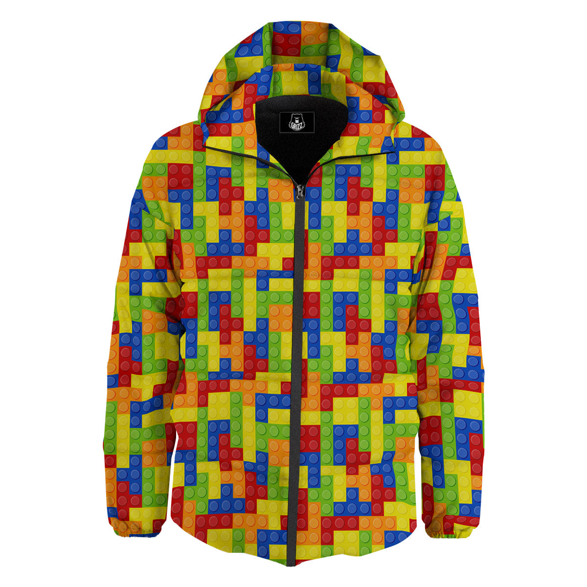 Building Blocks Colorful Print Pattern Down Jacket-grizzshop