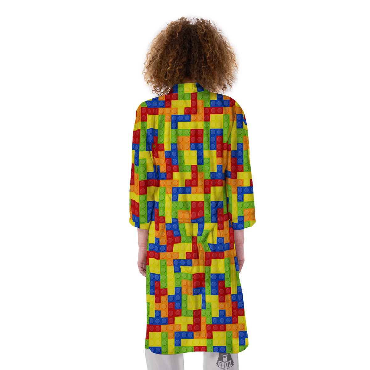 Building Blocks Colorful Print Pattern Kimono-grizzshop