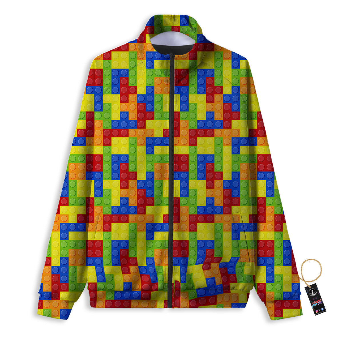 Building Blocks Colorful Print Pattern Track Jacket-grizzshop