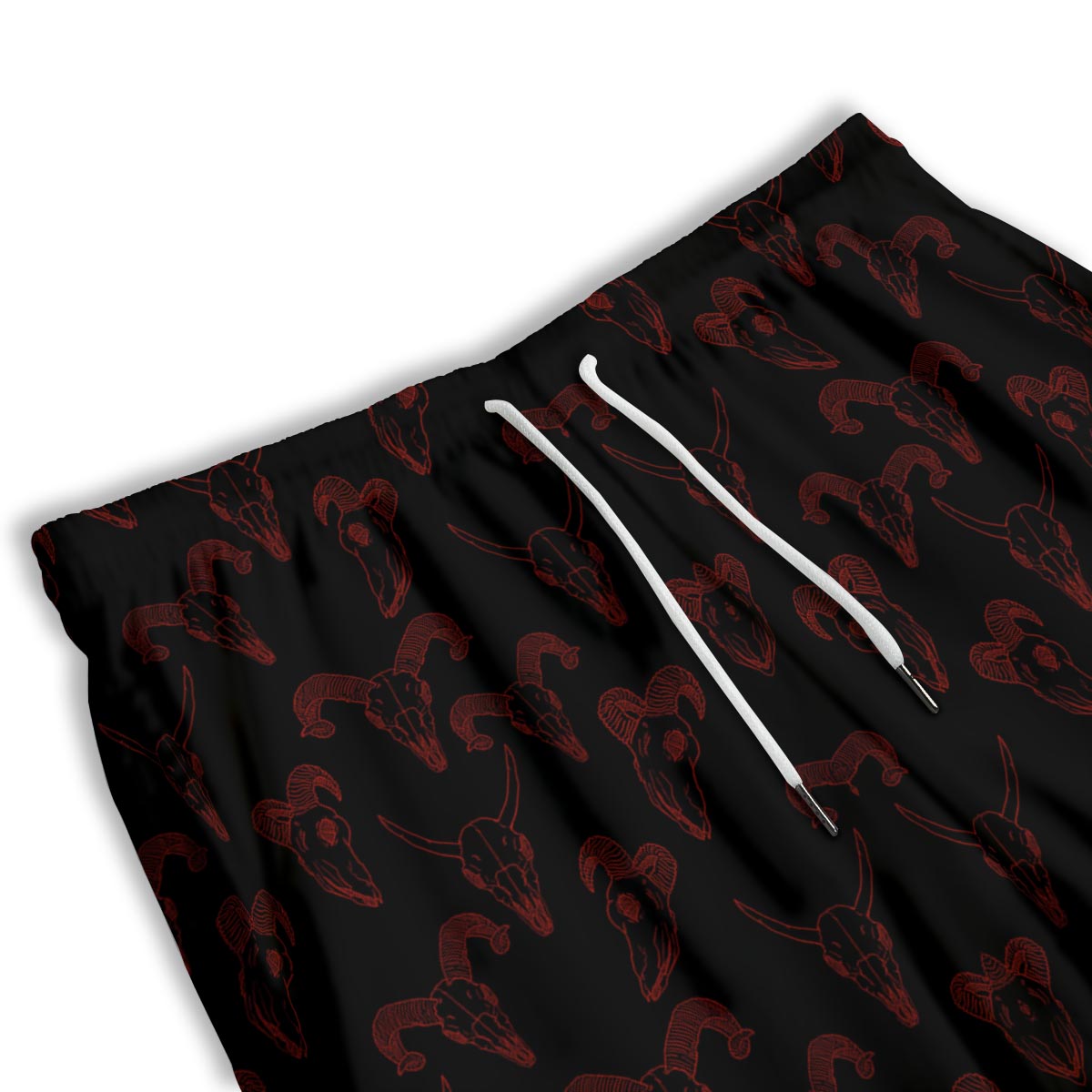Bull Skull Black And Red Print Pattern Men's Athletic Shorts