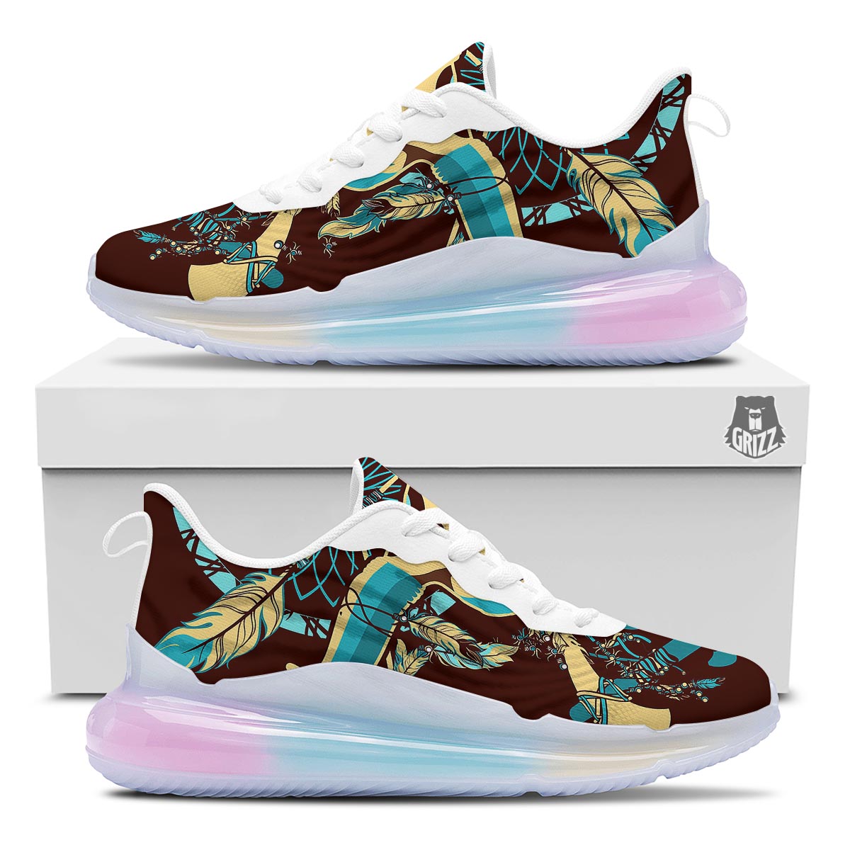Bull Skull Indian Tribal Print Running Sneakers-grizzshop