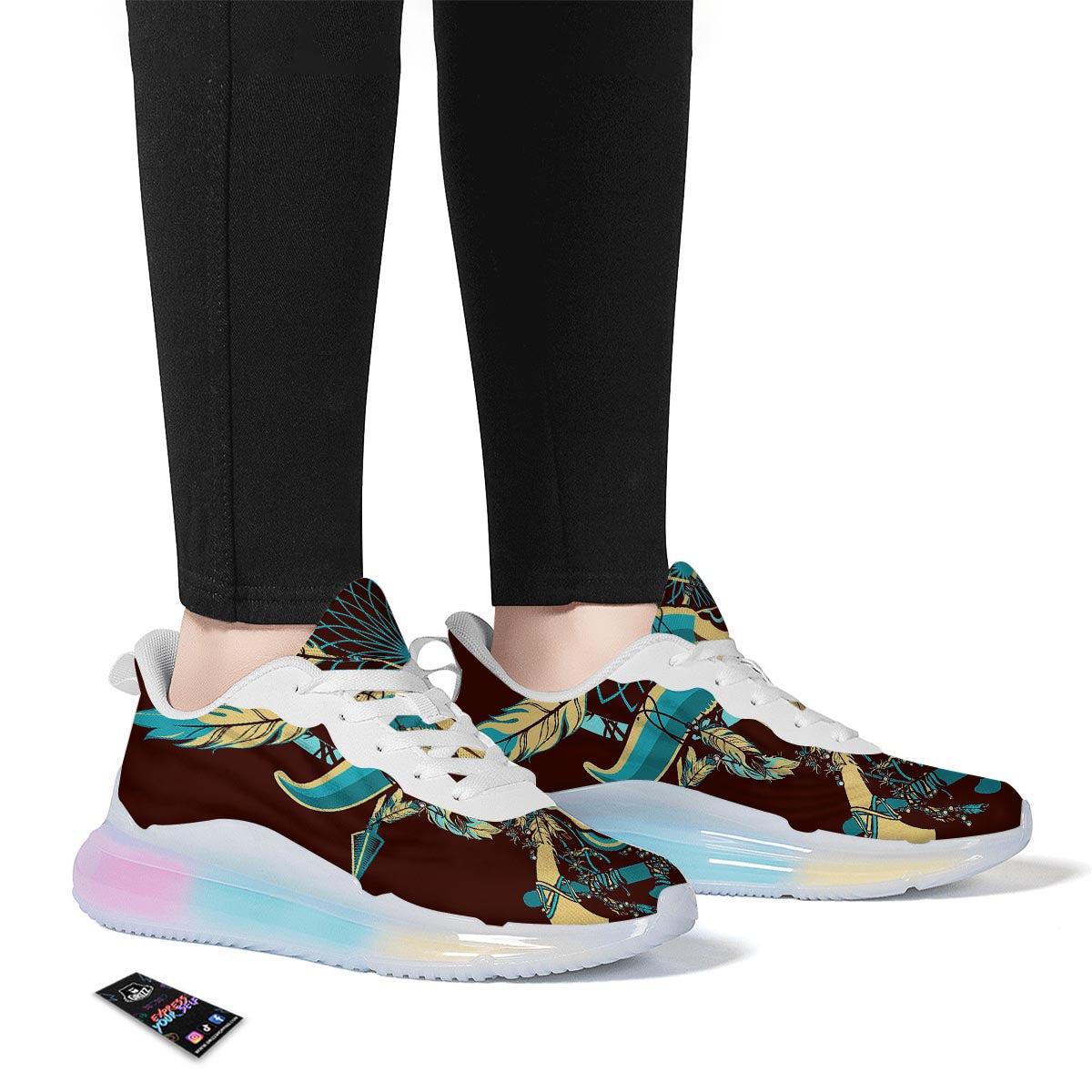 Bull Skull Indian Tribal Print Running Sneakers-grizzshop