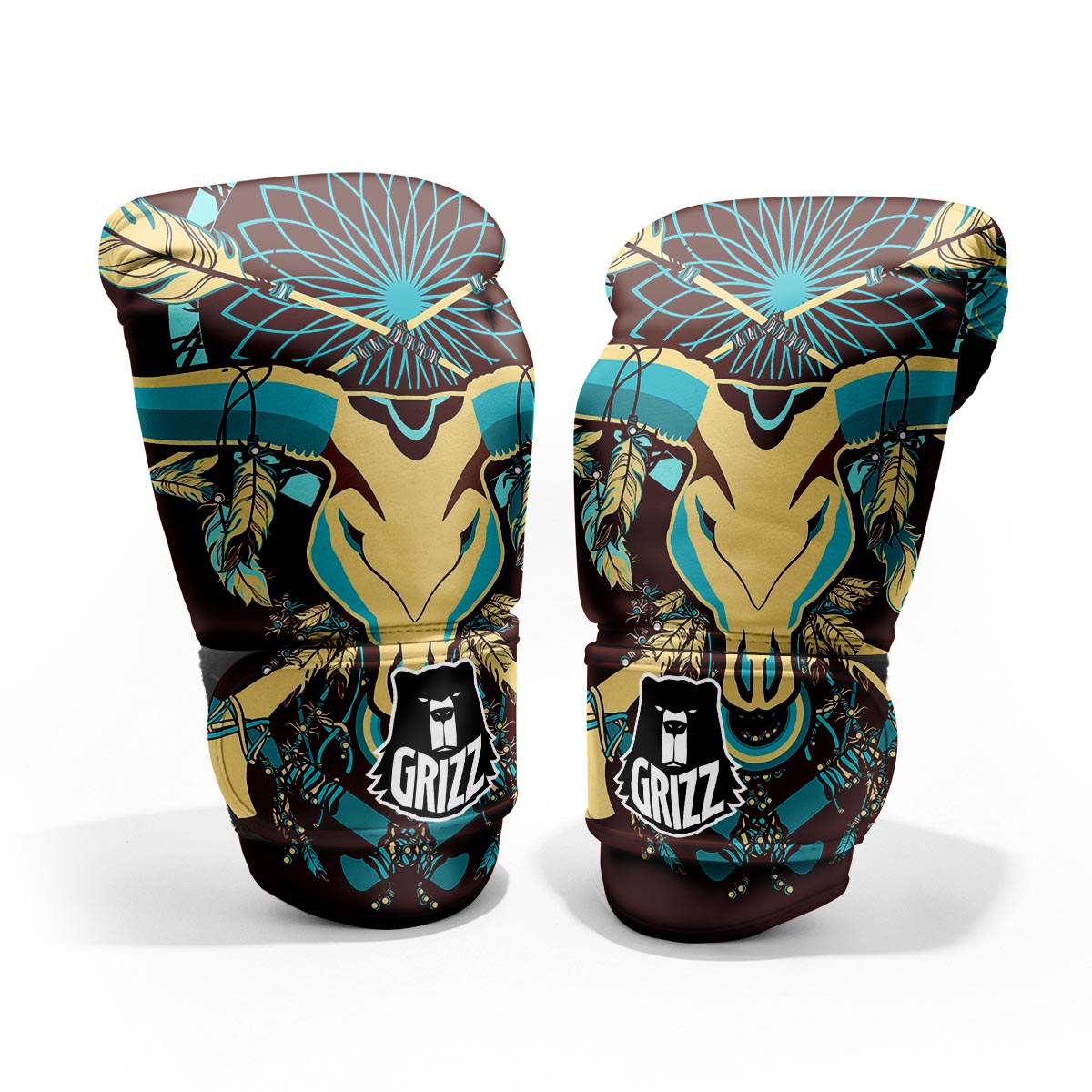 Bull Skull Indian Tribal Print Pro Boxing Glove
