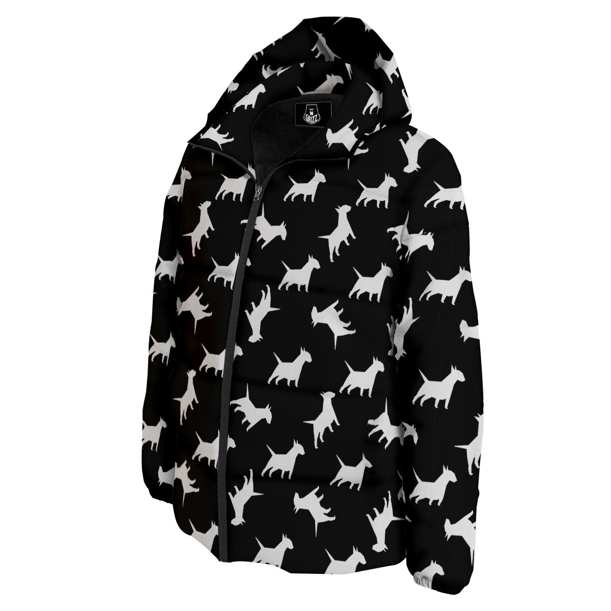Bull Terrier Black Print Pattern Down Jacket-grizzshop
