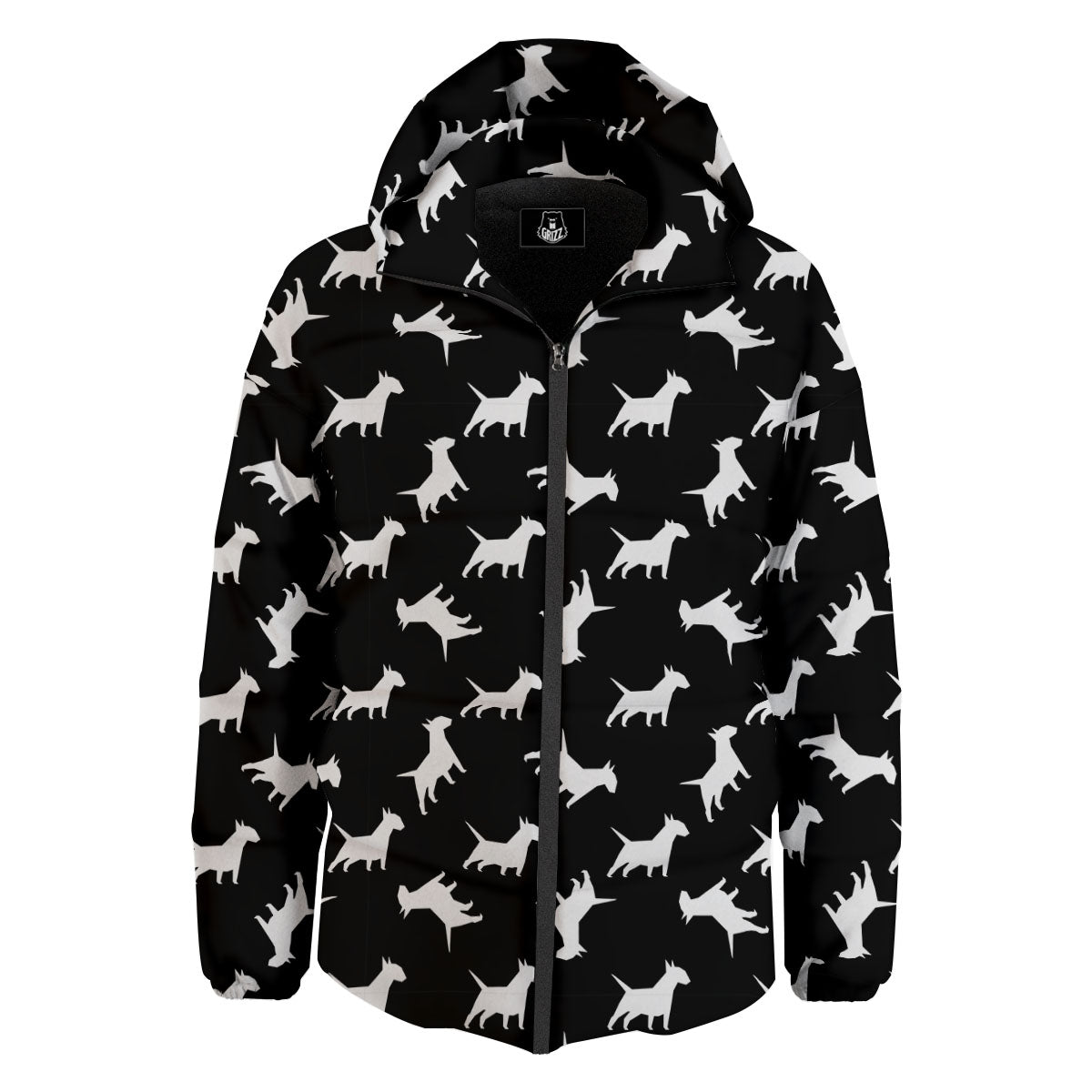 Bull Terrier Black Print Pattern Down Jacket-grizzshop