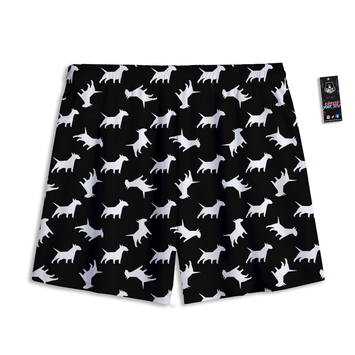 Cube Shape Green Geometric Print Pattern Mesh Shorts