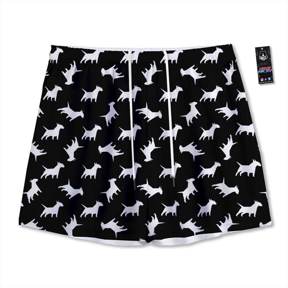 Cube Shape Green Geometric Print Pattern Mesh Shorts