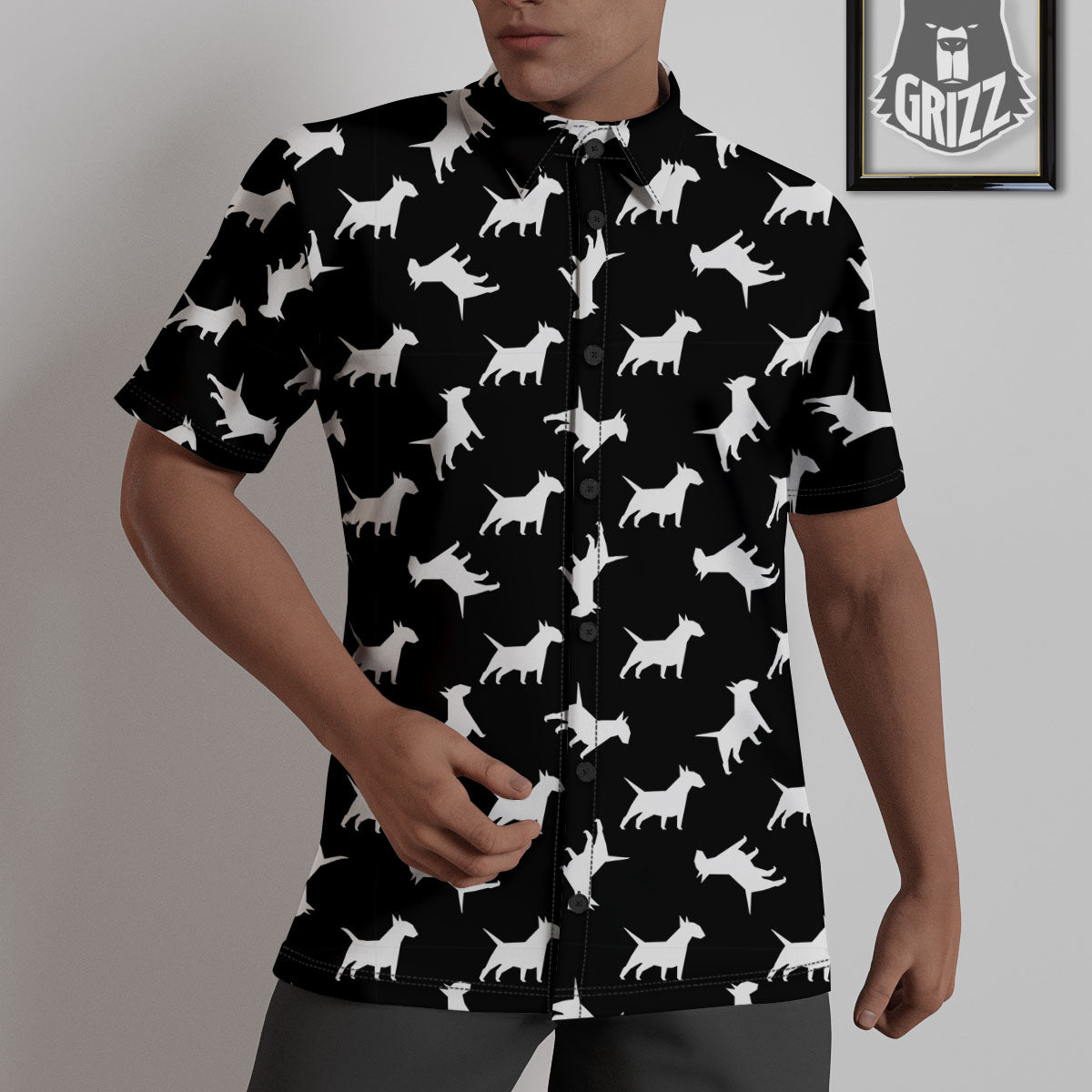 Bull Terrier Black Print Pattern Untucked Shirts-grizzshop
