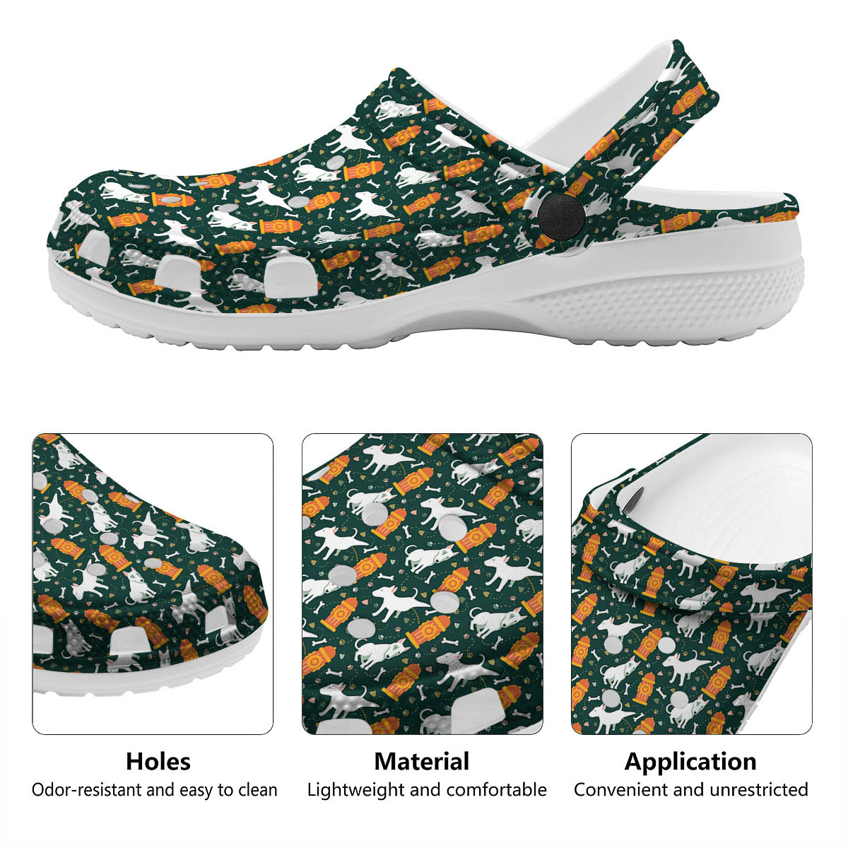 Bull Terrier Cartoon Print Pattern Clog-grizzshop