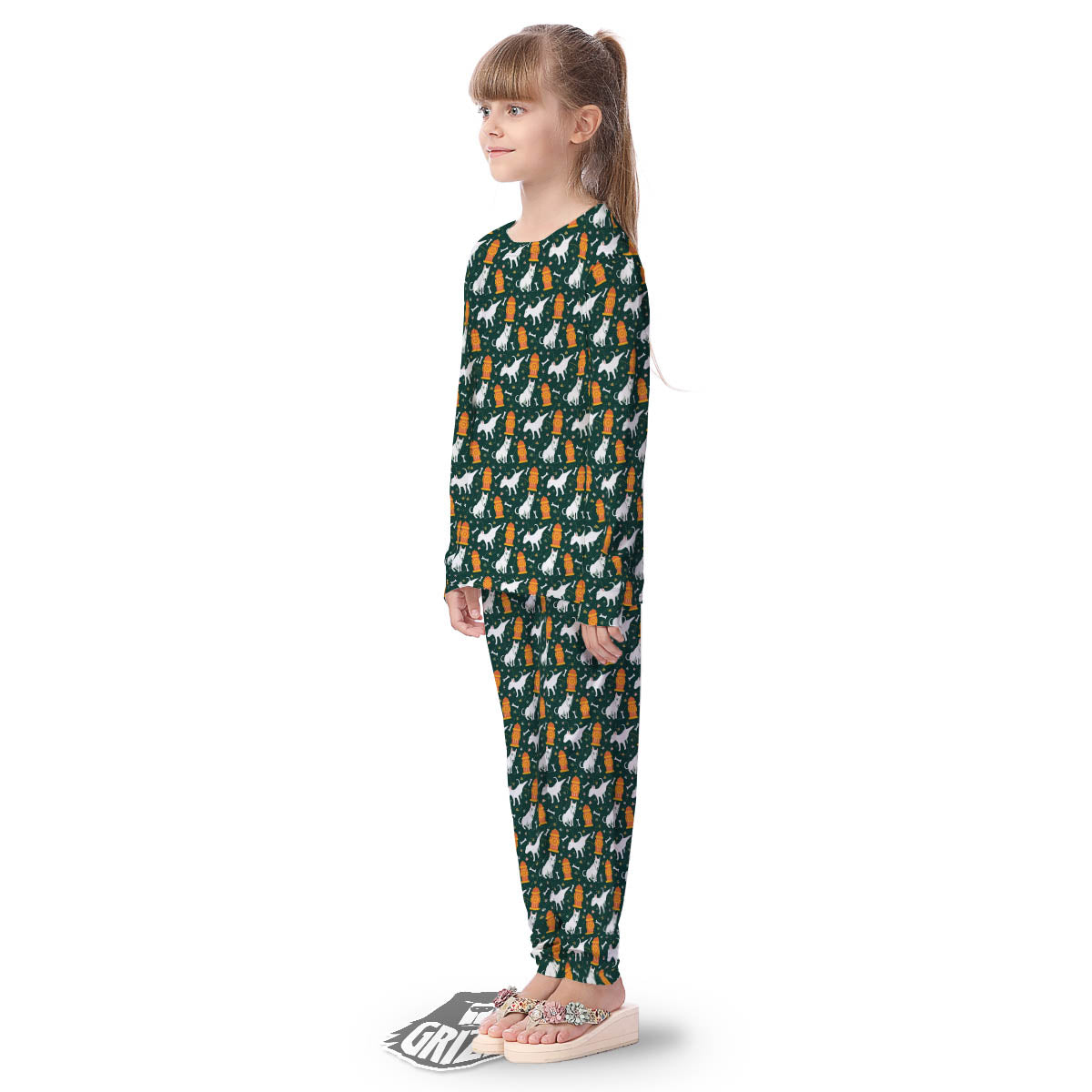Bull Terrier Cartoon Print Pattern Kid's Pajamas-grizzshop
