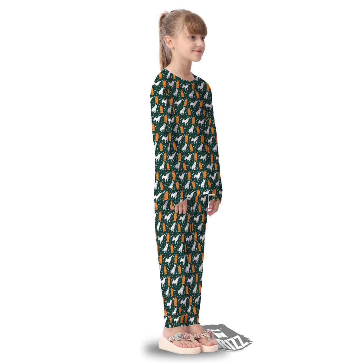 Bull Terrier Cartoon Print Pattern Kid's Pajamas-grizzshop